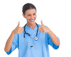 Hình ảnh về Happy nurse smiling and giving thumbs up