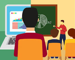 Hình ảnh về blended learning classroom with both online and offline students