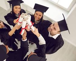 Hình ảnh về happy students graduating in nursing  or a general image of online learning success
