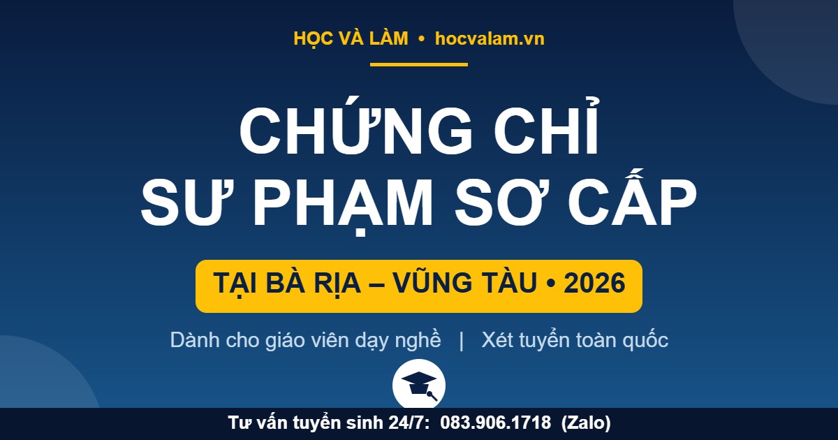 Chứng chỉ Nghiệp vụ Sư phạm Sơ cấp tại Bà Rịa – Vũng Tàu 2026